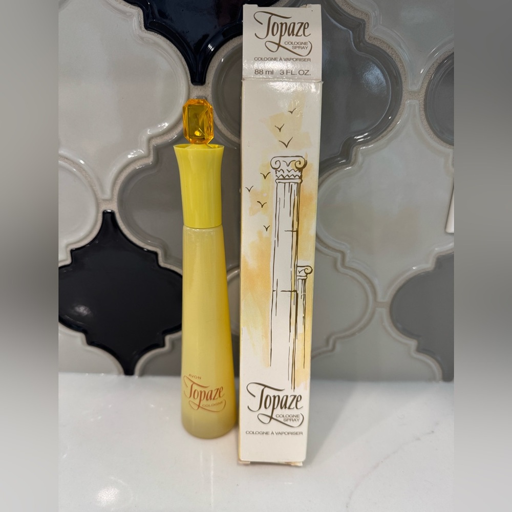 Vintage Avon Topaze Cologne Bottle w/ Original Box – EMPTY Collectible